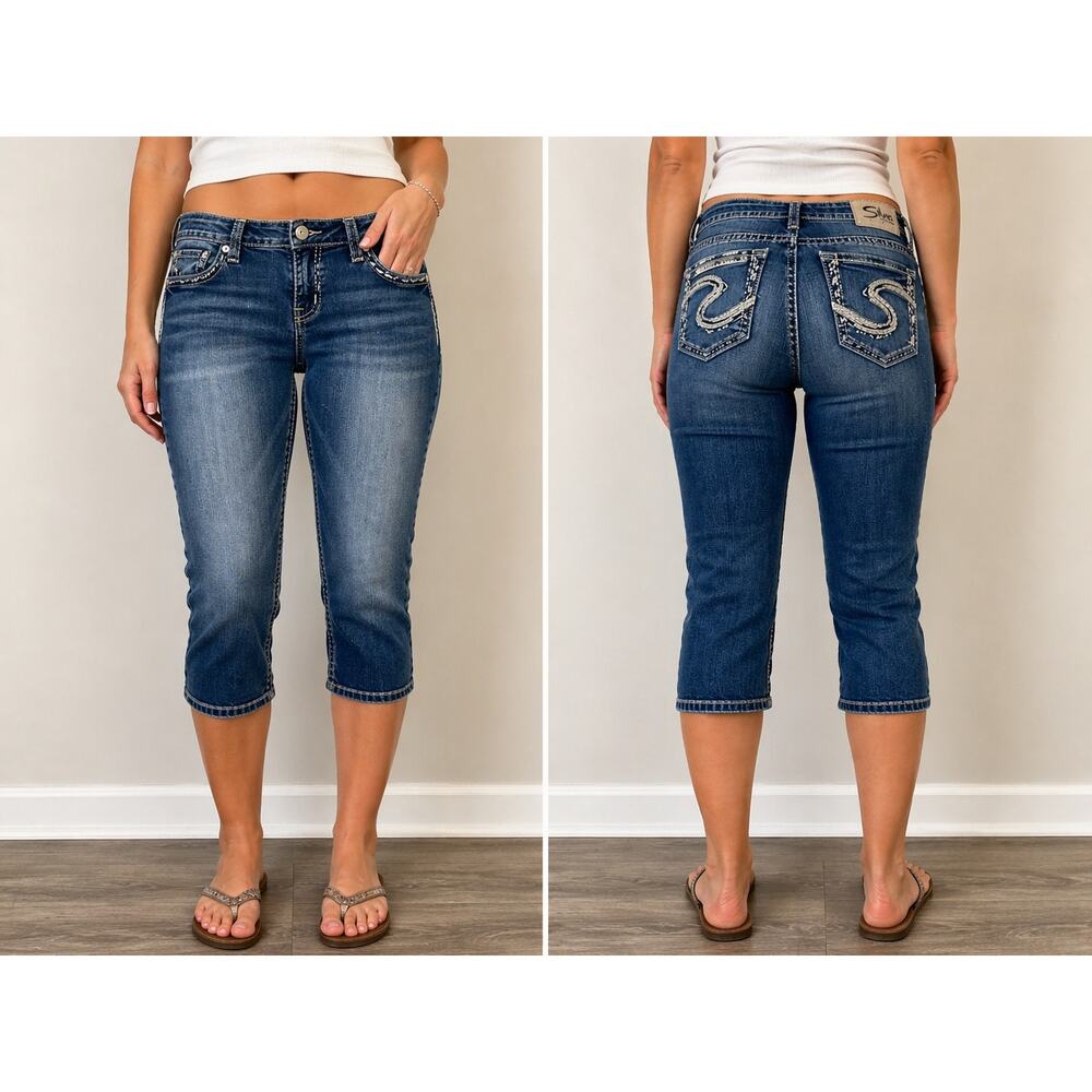Silver Jeans Co Tuesday Capri W34 Low Rise Y2K Embroidered Pocket